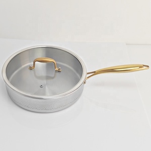 10pcs vàng thép không gỉ Cookware <span class=keywords><strong>Set</strong></span> <span class=keywords><strong>3</strong></span> ply búa thép không gỉ chậu và Chảo cảm ứng nồi cho hộ gia đình nhà bếp nấu ăn - Product Image 5