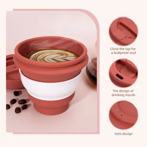 Custom Reusable Eco-friendly Silicone Coffee Cup Foldable Silicone Coffee Cup Lid Reusable Coffee Cup Holder