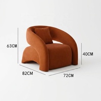 Fauteuil d'appoint moderne et minimaliste en velours floqué, design léger et courbé, pour salon, villa ou maison