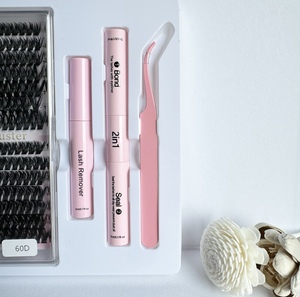 Logo personnalisé pour bricolage Fluffy Lash Clusters Wholesale <span class=keywords><strong>D</strong></span> Curl 60D Cluster Lashes Kit avec pince à épiler Bond Seal and Remover - Product Image 3