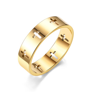 1 pieza <span class=keywords><strong>de</strong></span> anillo hueco con cruz <span class=keywords><strong>de</strong></span> acero inoxidable para hombre N81035 - Product Image 3