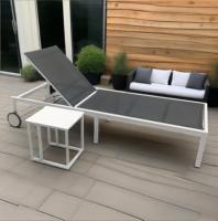 Chaise longue de piscine commerciale en tissu Teslin avec cadre en aluminium et roues, pour club et spa
