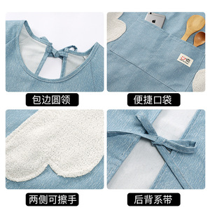 Tablier de <span class=keywords><strong>cuisine</strong></span> à manches longues en pur coton, simple, respirant, en toile, avec logo personnalisé, nouvelle tenue de travail, impression de logo sur mesure. - Product Image 5