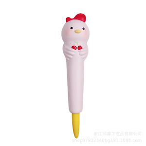 Adorable figurine de poulet pour stylo, en PU souple, aide à l'écriture, cadeau, jouet - Product Image 1