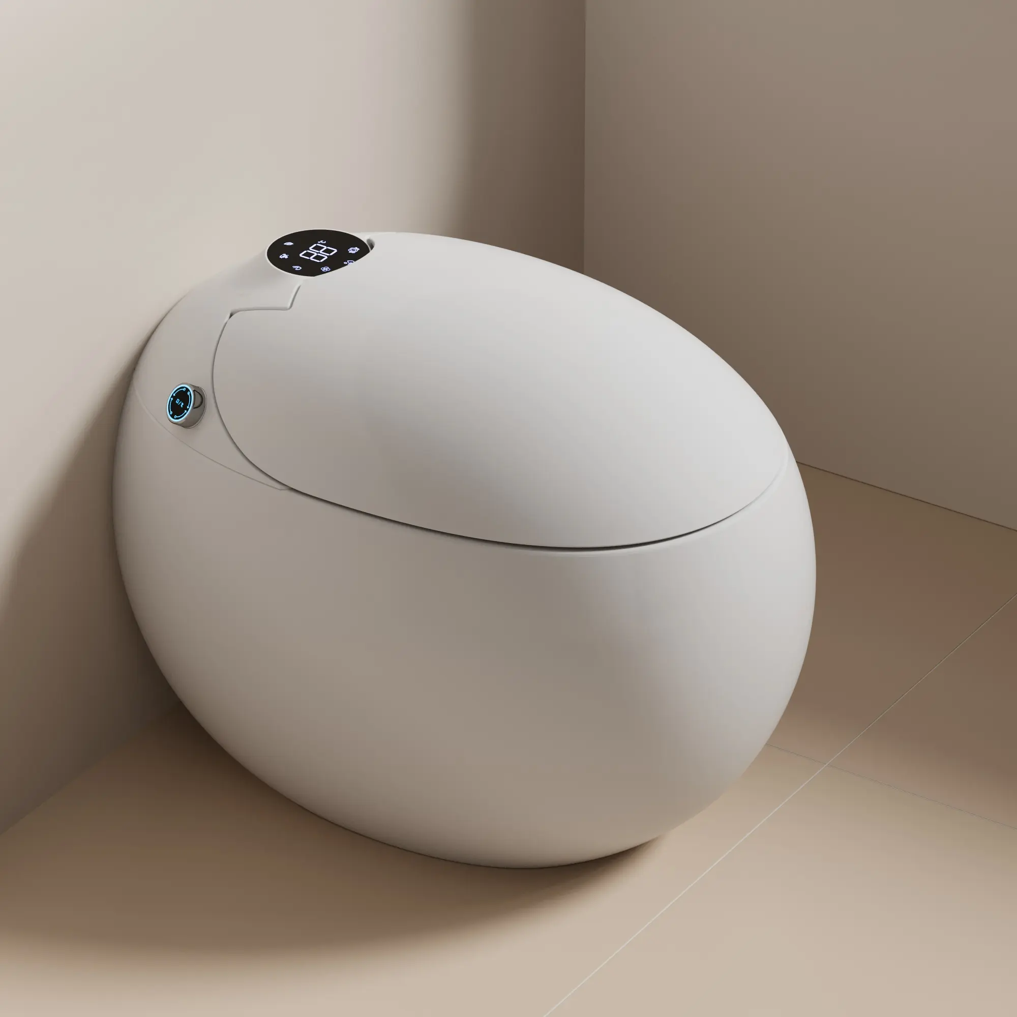 Closestool électrique en forme d'oeuf rond moderne siège chauffant cuvette de toilette intelligente automatique forme d'oeuf salle de bain toilette intelligente