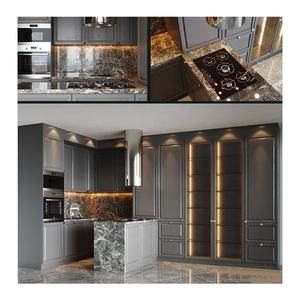 Set Completo di Arredamento Moderno per Cucina Nera di Design con Mobili Modulari in Alluminio e Legno Massello - Product Image 2