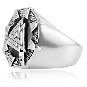 Anillo triangular vikingo de acero inoxidable yunnique, diseño geométrico Punk para hombre, joyería de regalo, Color plateado - Product Image 3