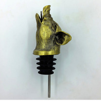 Venta al por mayor personalizado 3D diseño bronce gris Metal decoración tapón de botella Metal Animal cabeza de jabalí tapón de botella y vertedor de vino