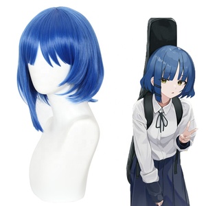 Vente en gros 35cm court bleu Bocchi The Rock Yamada Ryo Bobo perruque synthétique Halloween fête Anime Cosplay Costume perruque - Product Image 4