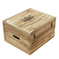 Boîte à vin en bois poli sur mesure pour 6 bouteilles avec poignée et couvercle à charnière