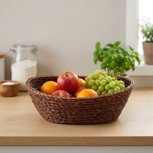Cesta Redonda de Almacenamiento Hecha a Mano con Mimbre, Organizador Ecológico para Mesa, Decoración Rústica para Sala de Estar - Product Image 5