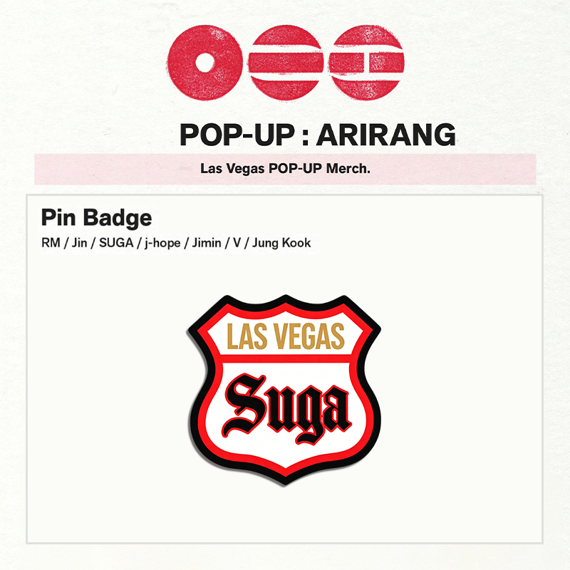 Kpop TAEHYUNG JUNGKOOK SUGA RM LAS VEGAS POP-UP Acrylic Badge Pins