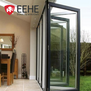 EEHE accordéon portes pliantes d'intérieur brise-verre porte coulissante en aluminium porte pliante à deux volets - Product Image 1