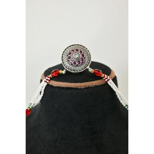 Bijoux pour femmes Manish Jewellers MJR009 en argent 925, style bohème vintage Rakhadi avec perles rouges et finition oxydée pour un usage quotidien - Product Image 2