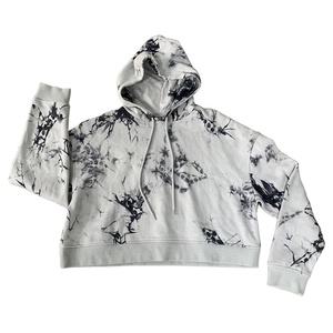 Vêtements de sport pour femmes, sweat à capuche court en coton de haute qualité avec cordon de serrage - Product Image 1