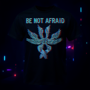 T-shirt Be Not Afraid Angel Seraphim Glitch nera, taglia unisex per adulti - Product Image 3