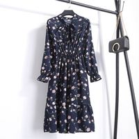 Chemise de bureau noire de Style coréen pour femmes, robe à pois, Vintage, à manches longues, à fleurs, printemps, 2020
