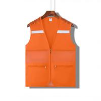 Gilet décontracté unisexe d'été en toile respirante tricotée en polyester avec col en V, fermeture éclair, doubles poches et séchage rapide