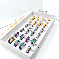 Bijoux pas chers 2020, 100 pièces/sac, export, unisexe, alliage or argent, multicolores, bague rotative double couche, forme géométrique