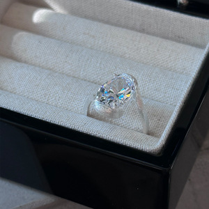 奢华美丽925纯银几何椭圆形圆形极光锆石结婚戒指女性礼品 - Product Image 1