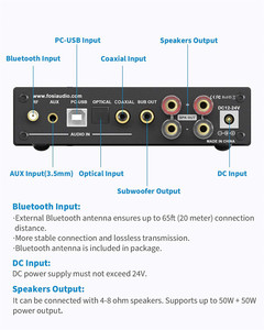 Amplificateur stéréo sans fil Fosi Audio DA2120A bleu, DAC audio, amplificateur de puissance classe D <span class=keywords><strong>HiFi</strong></span> 50W x 2 <span class=keywords><strong>pour</strong></span> enceintes &amp;   Subwoofer actif - Product Image 3