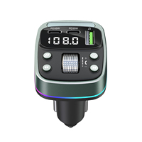 Chargeur portable Bluetooth 5.4, double USB QC PD, adaptateur audio, émetteur FM, allume-cigare, lecteur MP3, mains libres avec LED