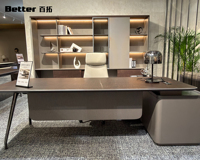 Escritorio de Oficina Ergonómico de Madera de Lujo Moderno y Duradero con Gabinete de Almacenamiento, Resistente al Agua, Escritorio Ejecutivo de Alta Gama