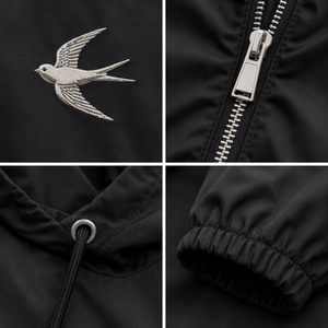 Unisex Winter Hooded Zip-Up Nylon Cotton Lightweight Windbreaker Outdoor Casual Drawstring <b>Hoodie</b> with Letter Pattern - Product Image 3