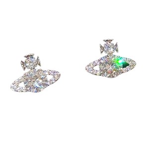 Pendientes de Emperatriz Viuda de moda clásica americana europea, tachuelas de circón de diamante completo con sentido avanzado, moda colorida de Saturno para - Product Image 3