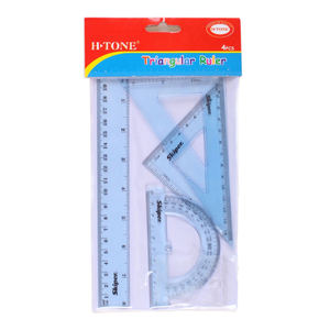 תלמיד בית הספר יש מלאי 4 חתיכות גיאומטריה להגדיר protrtractor, סרגל, להגדיר ריבוע צבע שונה לבחירה - Product Image 3