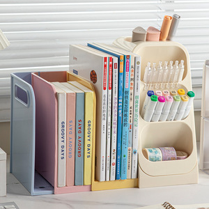 Desktop <b>Storage</b> <b>Box</b> Drawer Style Multi Functional Telescopic Bookshelf Student Desk Stationery Organizer Plastic <b>Material</b> - Product Image 1
