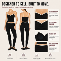 Ensemble de yoga personnalisé avec débardeur froncé, col en V, coussinets intégrés, et leggings taille haute à double ceinture, idéal pour le studio et le Pilates