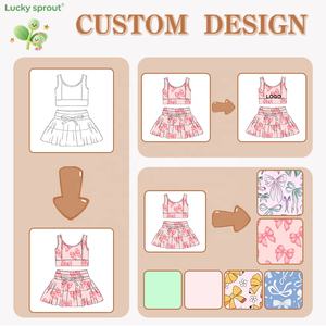 लड़कियों के नरम थोक वैलेंटाइन डे धनुष मुद्रित बेबी लड़कियों की आस्तीन से शीर्ष गोल्फ स्कर्ट ऊपर 50 + स्पोर्ट्स सेट - Product Image 2