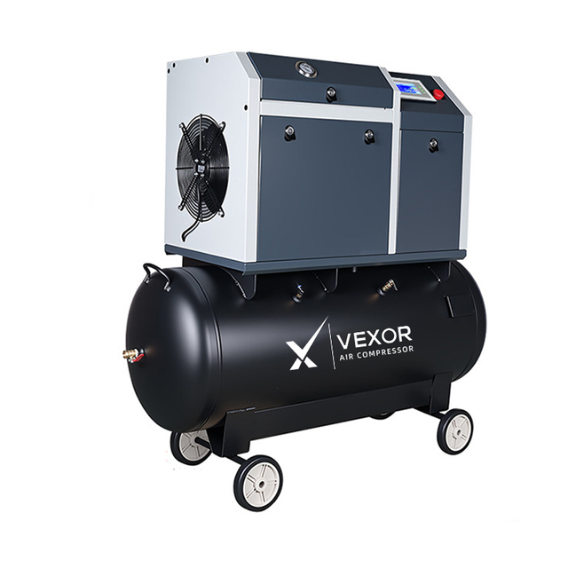 All in One Industrial Compressors Oil-Lubricated 10HP 5HP 220V Frequency Converter Screw Air Compressor for Mechanical Workshop