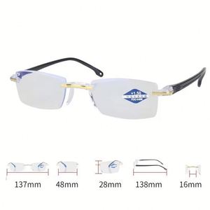 Gafas de Lectura con Logotipo Personalizado, Montura sin Aro con Corte de Diamante, Anti-Luz Azul, Gafas de Lectura Progresivas para Hombre y Mujer - Product Image 6