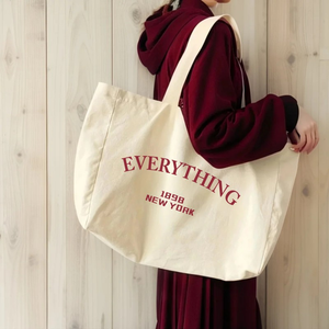 Bolsa de Compras de Lona Reutilizable con Estampado de Letras Personalizado, Impresión en Serigrafía, con Cierre de Cremallera - Product Image 1