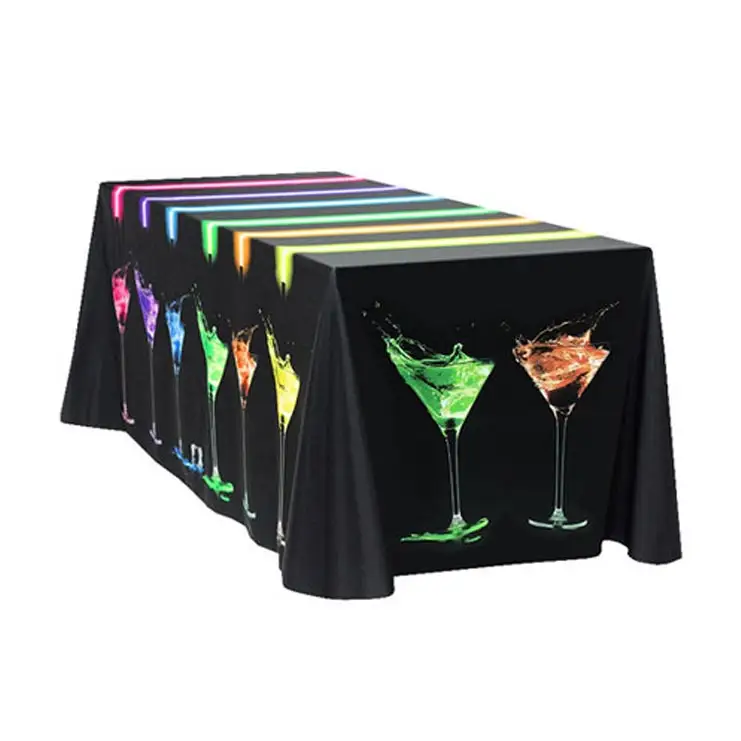Customized Polyester Table Cloths Exhibition Counter Trade Show Advertising Cocktail Table Cover Fitted Event Tablethrow