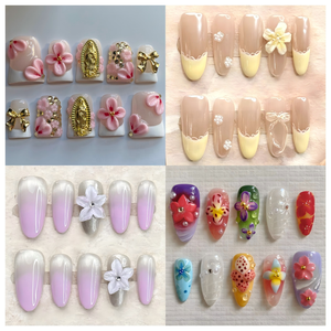 Venta al por mayor de <span class=keywords><strong>uñas</strong></span> cuadradas largas arte francés puntas flor 3D Gel acrílico 10 piezas manicura hecha a mano corta hecha a mano prensa en las <span class=keywords><strong>uñas</strong></span> - Product Image 1