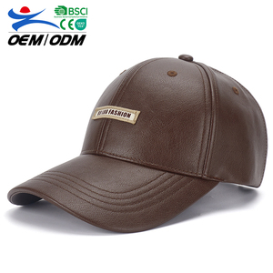 Gorra de béisbol de cuero marrón para hombre con muestra gratis, 100% poliéster, estilo deportivo a la moda, parche personalizado con Logo, sombreros de protección solar - Product Image 1