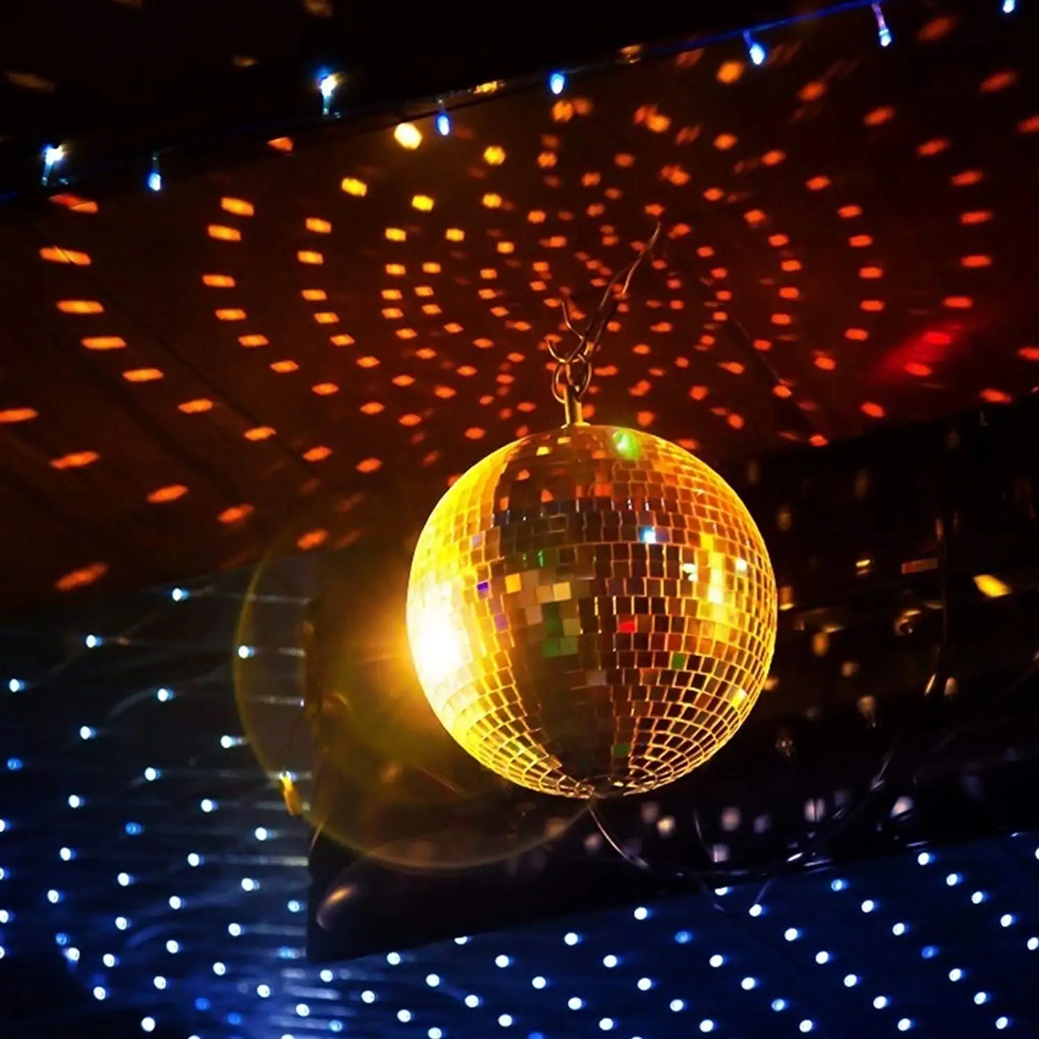 Novo Design 30cm Disco Ball Com 10*10mm Espelho Chips Bola De Disco De Vidro Para Festa Jardim Disco Deco Iluminação Estágio