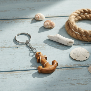 Portachiavi in Legno con Ancora, Mini Design Nautico con Finitura Naturale - Product Image 3