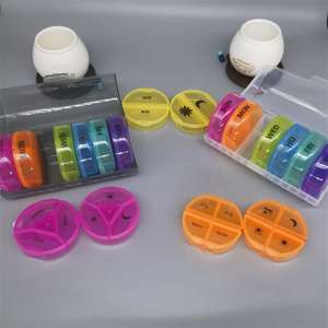 Boîte de voyage personnalisée ronde 28 étuis pilulier 7 jours et 4 fois organisateur de pilules oraganiser stockage hebdomadaire boîte à pilules - Product Image 1