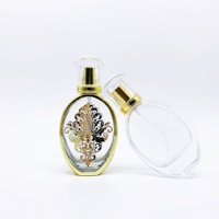 Botol Parfum Kaca Datar Cetak Layar Emas Mewah dengan Diffuser Reed, Tutup Sekrup Kustom Desain Arab, Kelas Atas