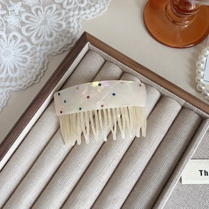 Peigne en résine vintage à imprimé léopard, style élégant, fait main, orné de strass, mini et compact, inspiré du design japonais et coréen - Product Image 3