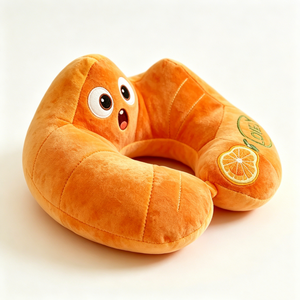 Customized Citrus Fruit Plush Travel Pillow, Cartoon Orange Character U <b>Neck</b> <b>Cushion</b> - Product Image 4