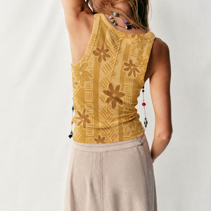 Nuevo top de verano informal con cuello redondo, sin mangas, acanalado, chaleco sin mangas de hilo de algodón personalizado - Product Image 2
