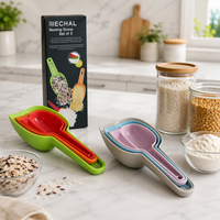 Lot de 3 cuillères doseuses en plastique emboîtables – Cuillères de mesure 50/100/150 ml pour riz, farine, céréales – Ustensile de cuisine pour le rangement