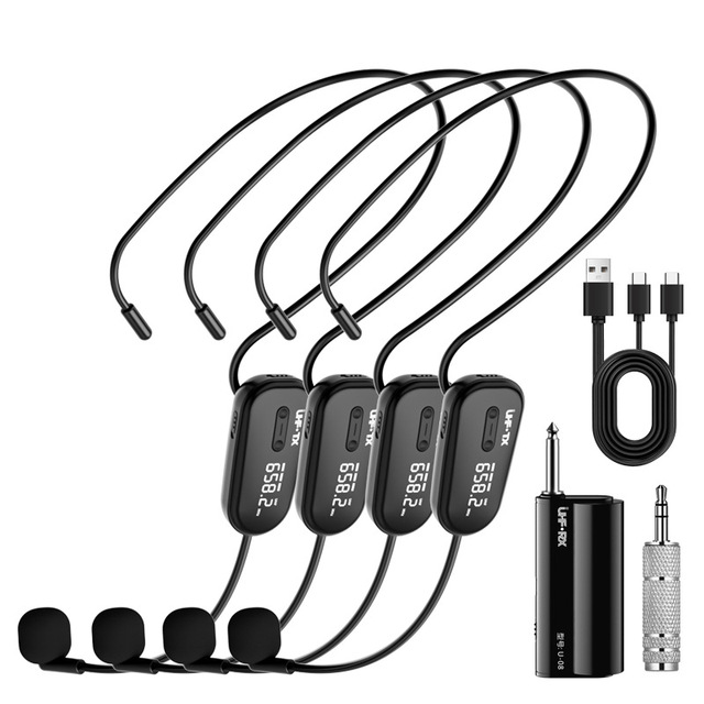 Portable Wireless Headset Microphone One-to-Four Universal Amplifier Promotion Tour Guide Headset Microphone