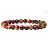 4mm Trendiges Kugel-Halbedelstein-Yoga-Armband Natürliche Energieheilende Karneol Rosenquarz Jade Türkis Achat Holz Unisex