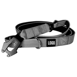 Tali hewan peliharaan nilon tugas berat pegangan empuk Neoprene lembut tali anjing taktis penuntun hewan peliharaan dengan klip katak - Product Image 4